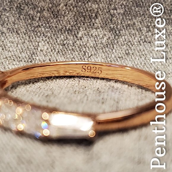 REAL Asscher Moissanite 925 Sterling Silver 14k Rose Gold Ring Band - Picture 4 of 6